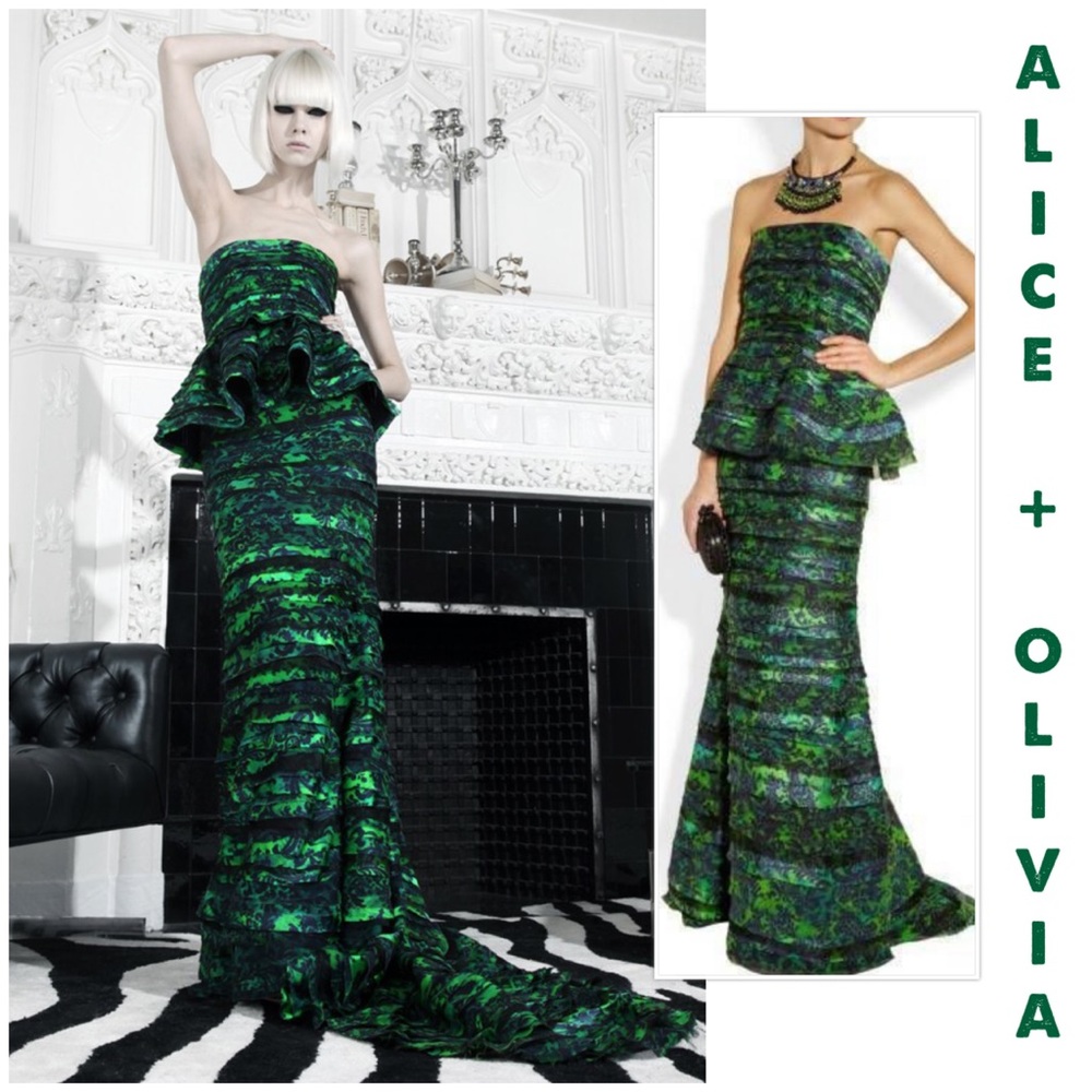 Alice + Olivia “Mal” strapless Peplum dress 6
